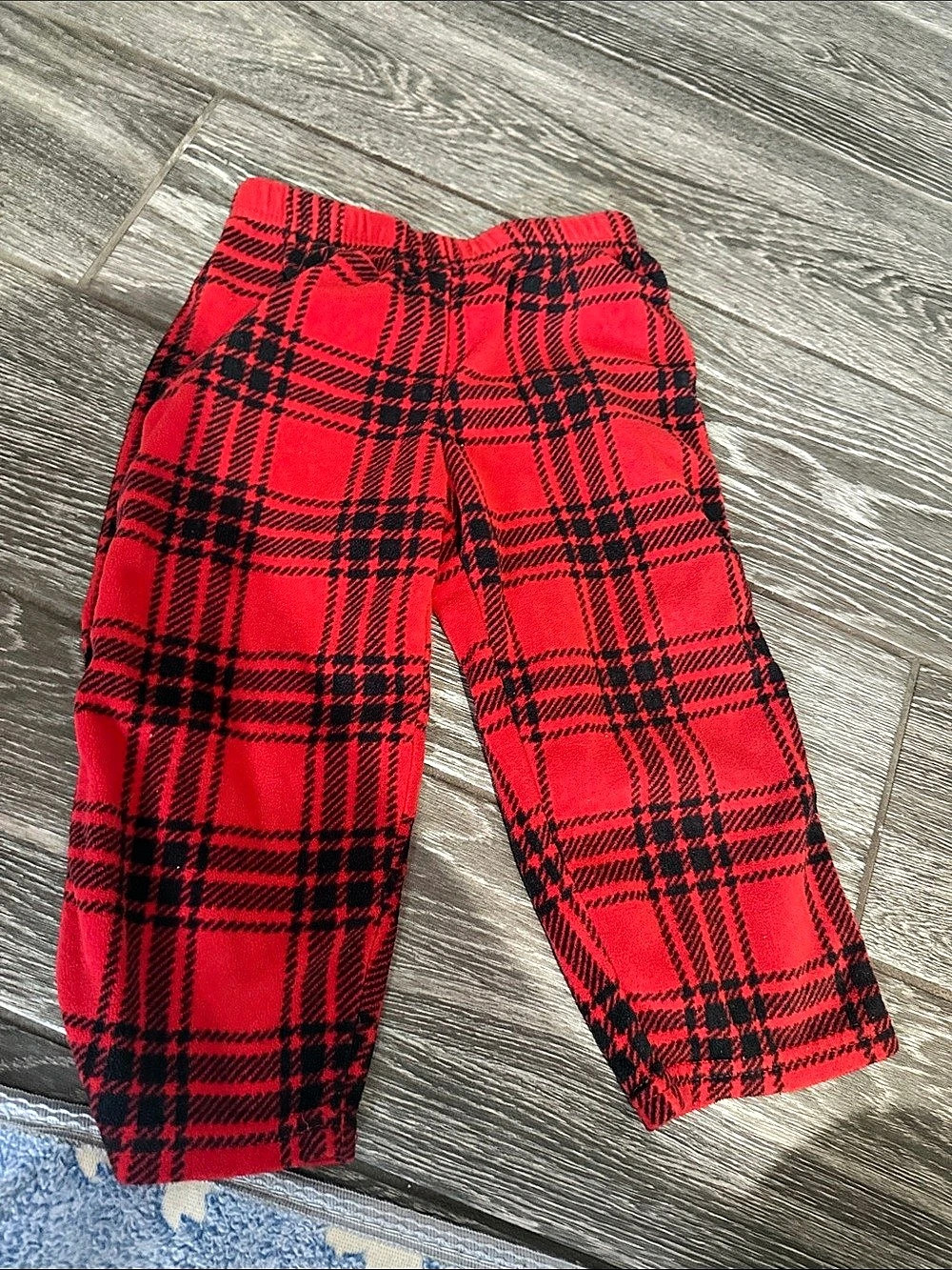 Carter's Plaid Fleece Pajama Pants Red & Black 2T